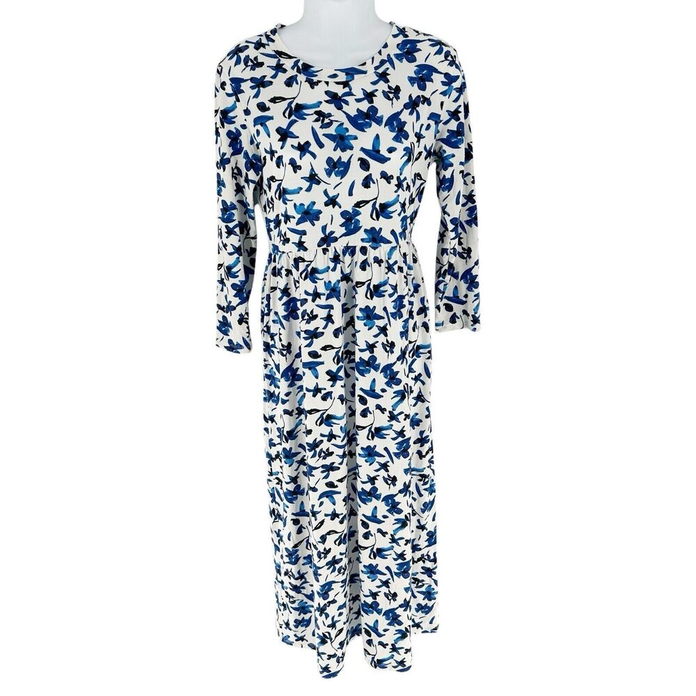 Sonnet James Play Dress Womens Small Blue Floral Jersey Maxi Cottagecore Modest